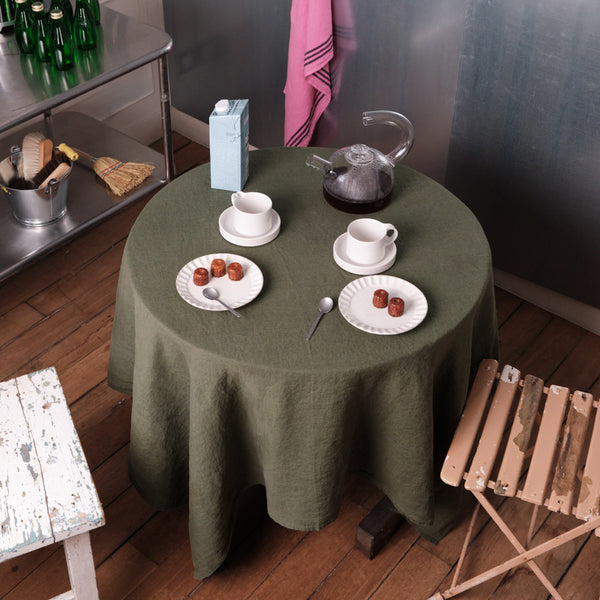 Nappe en lin lavé - Vert Oxyde
