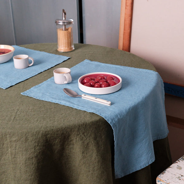 Set de table en lin lavé - Bleu Primaire
