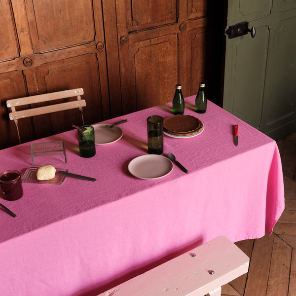 Nappe en lin lavé - Rose Garance
