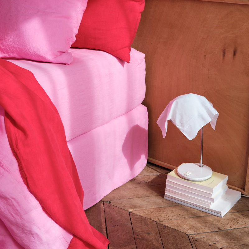Drap-housse en lin lavé - Rose Garance