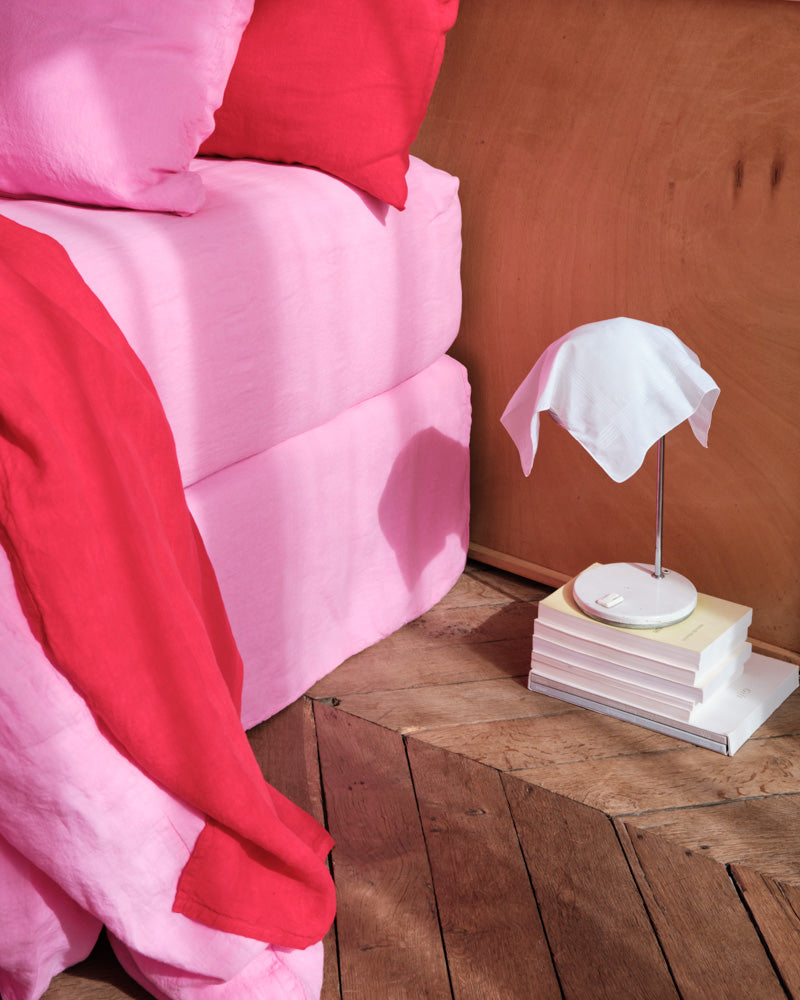 Merci - Drap-Housse En Lin Lavé - Rose Garance