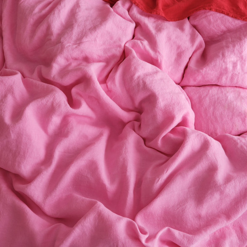 Housse de couette en lin lavé - Rose Garance