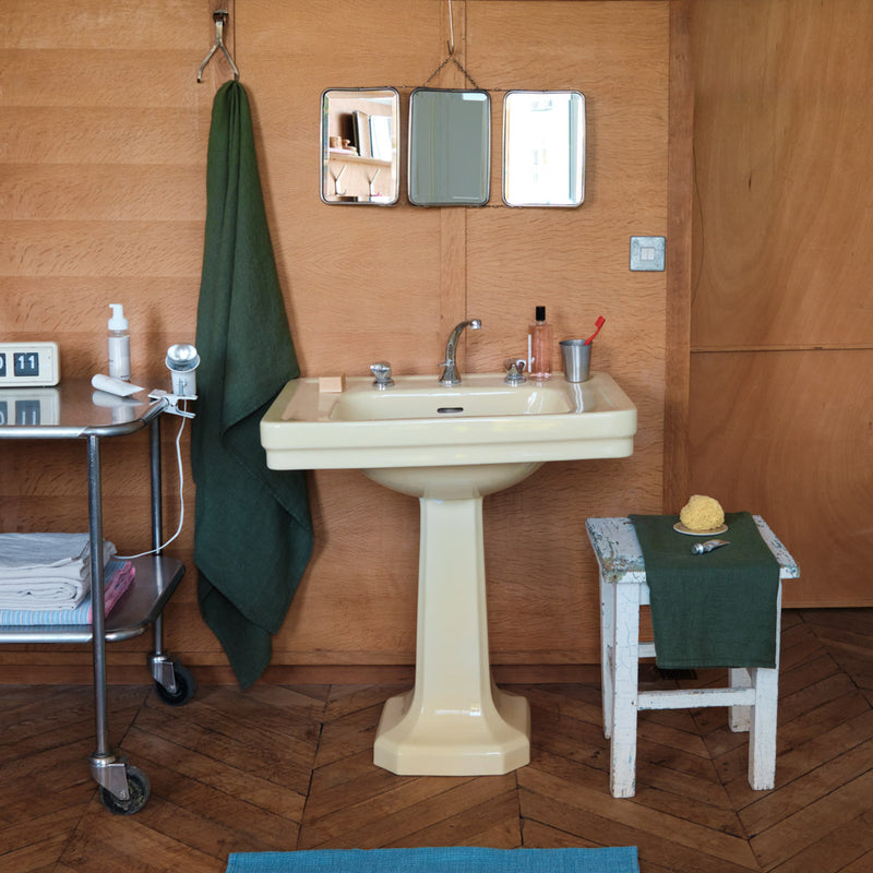 Serviette de bain en lin - Nid d'abeille - Vert Oxyde