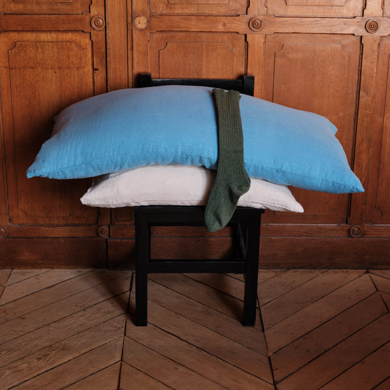 Coussin rectangle en lin lavé - Bleu Primaire