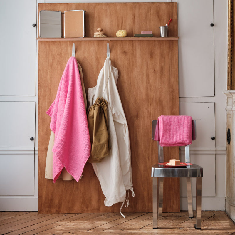 Serviette de bain en lin - Waffle - Rose Garance