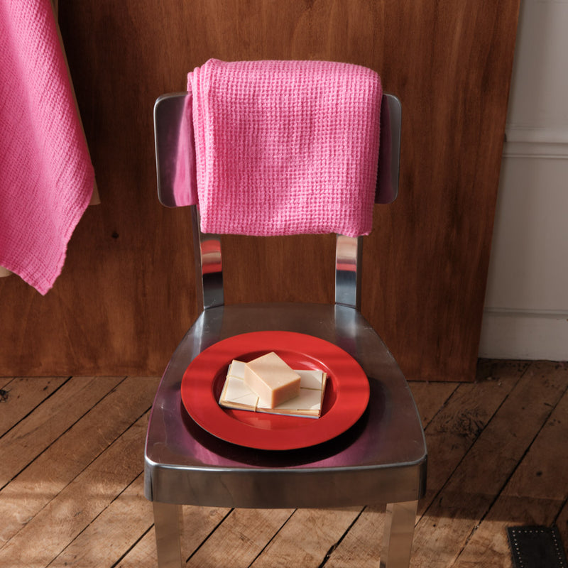 Serviette de bain en lin - Waffle - Rose Garance