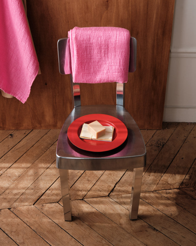 Merci - Serviette De Bain En Lin Waffle - Rose Garance