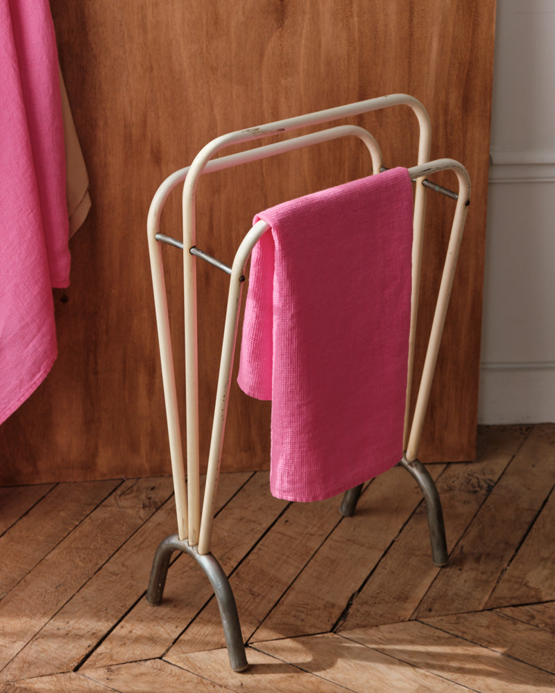 Merci - Linen bath towel - Honeycomb - Garance Pink
