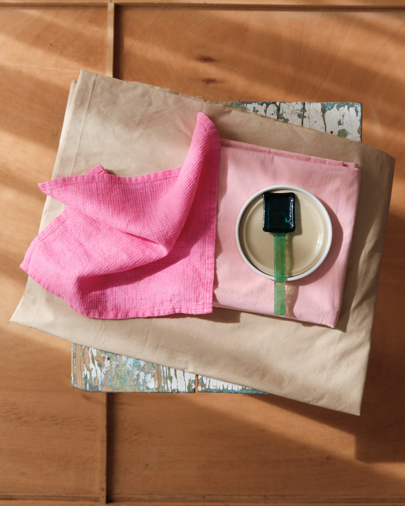 Merci - Linen guest towel - Honeycomb - Garance Pink