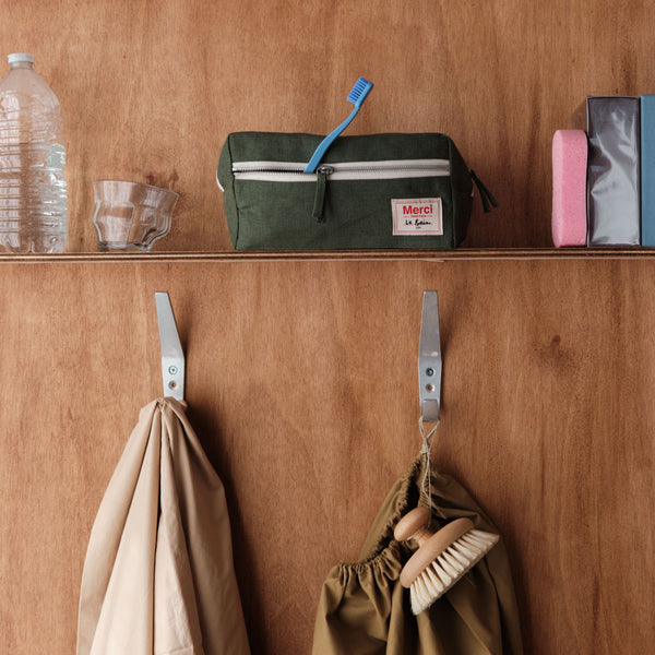 Trousse de toilette en lin lavé - Vert Oxyde