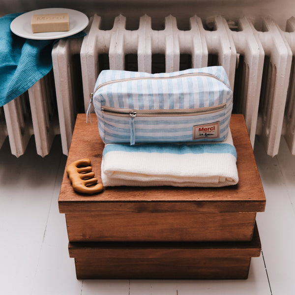 Trousse de toilette - Rayures Pinceau Bleu Primaire