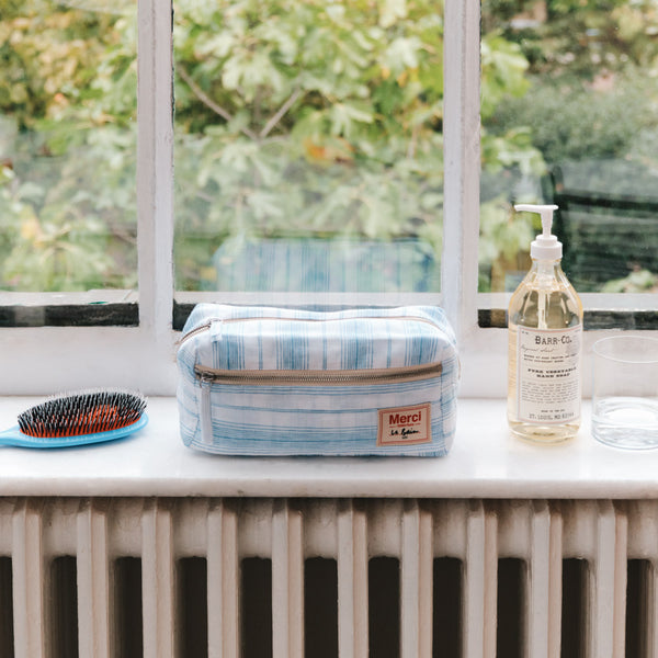 Trousse de toilette - Rayures Toile Bleu Primaire