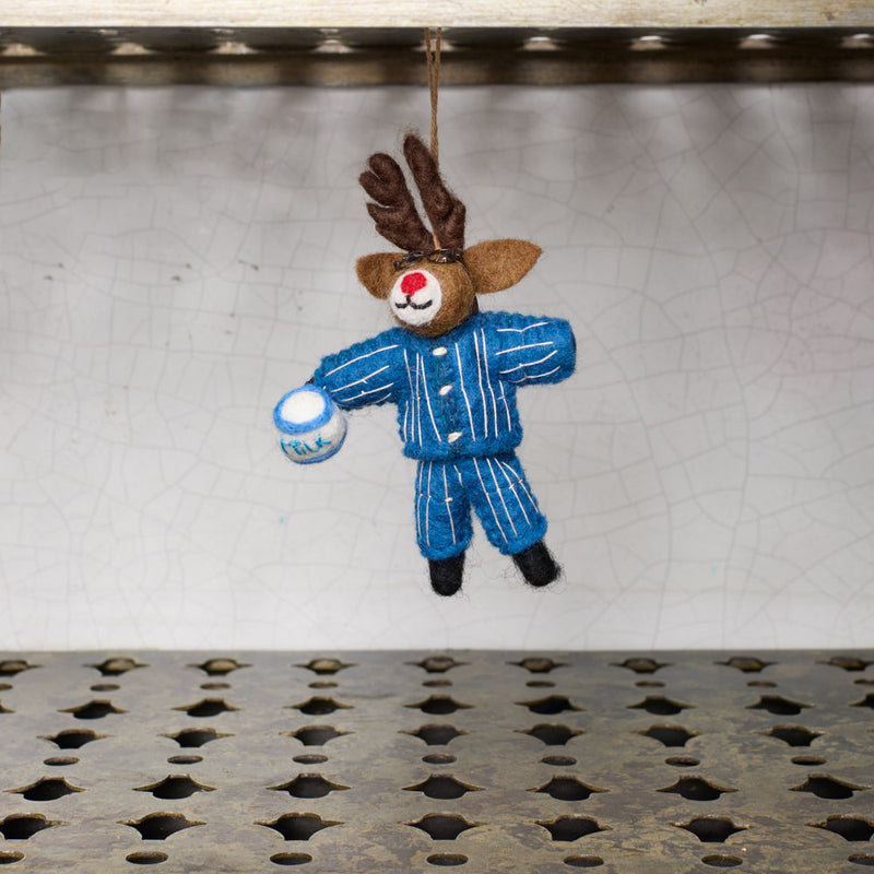 Ornement tissé - Renne en pyjamas