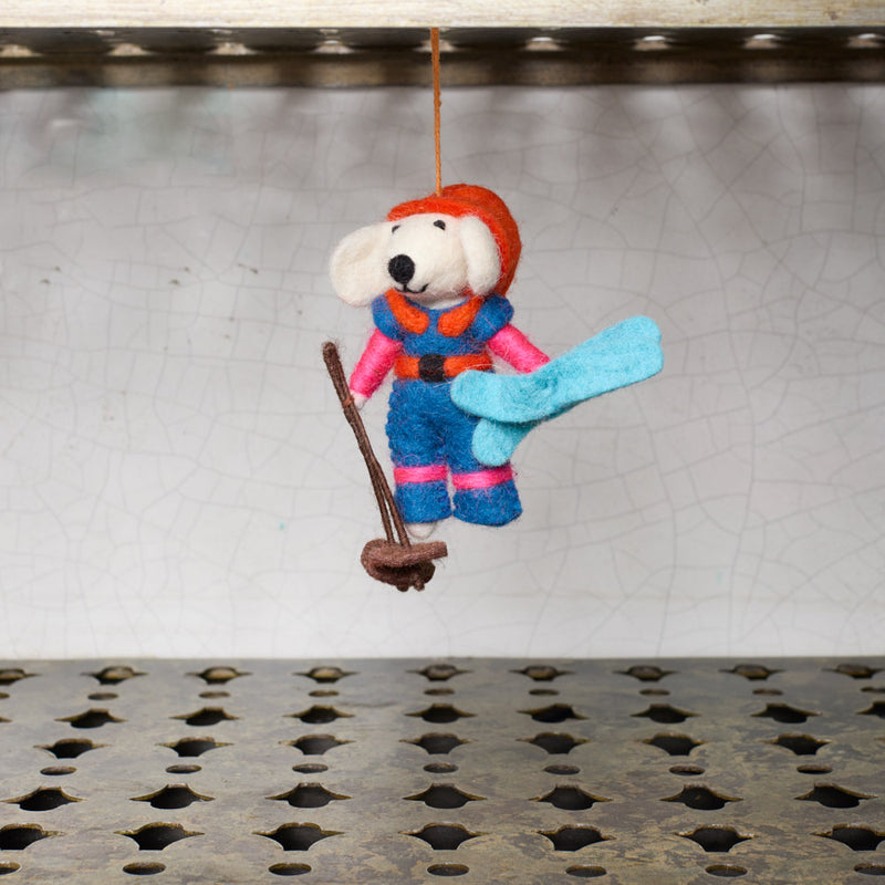 Ornement tissé - Chien skieur