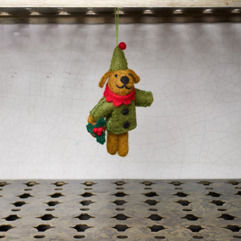 Ornement tissé - Chien de Noël