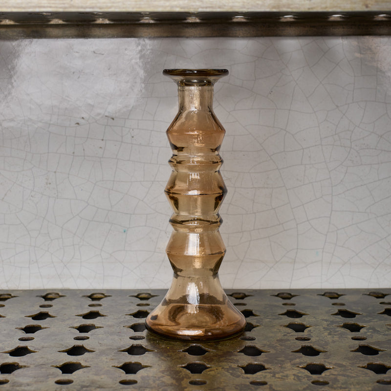 Bougeoir en verre recyclé - Enzo - Marron