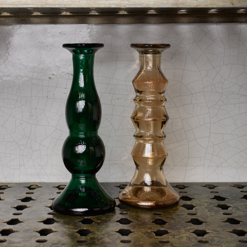 Bougeoir en verre recyclé - Mon - Vert