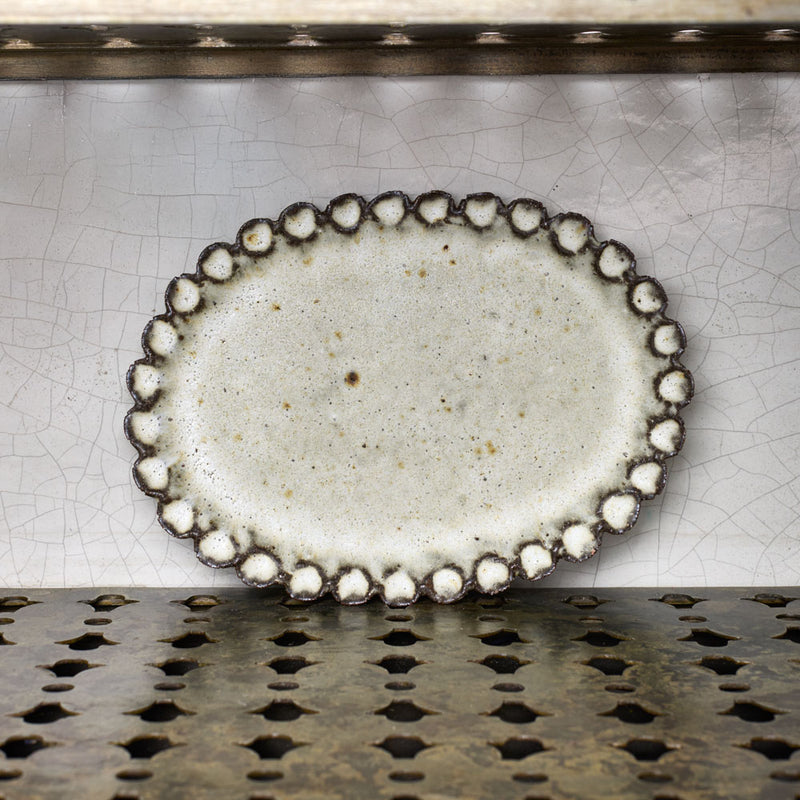 Plat en grès Oval - Blanc