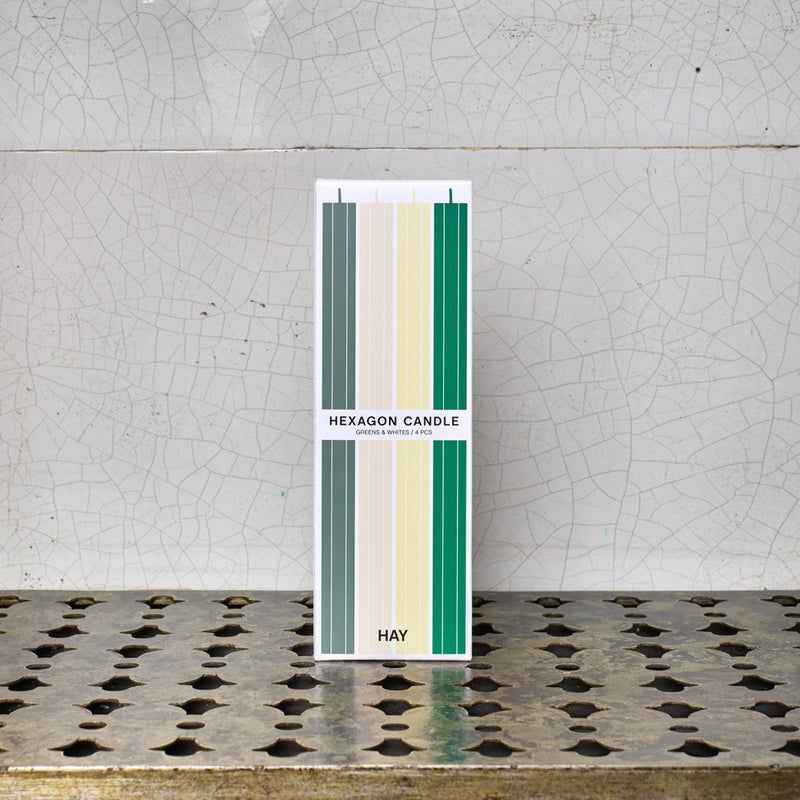 Lot 4 bougies héxagone - Verts et blancs