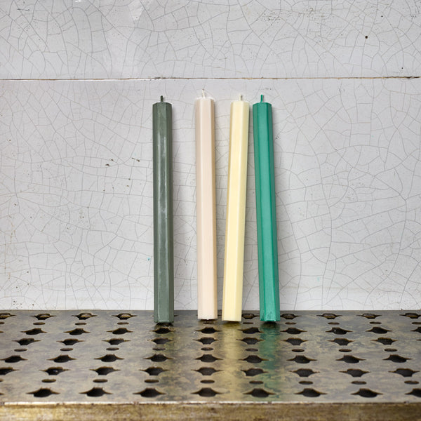 Lot 4 bougies héxagone - Verts et blancs