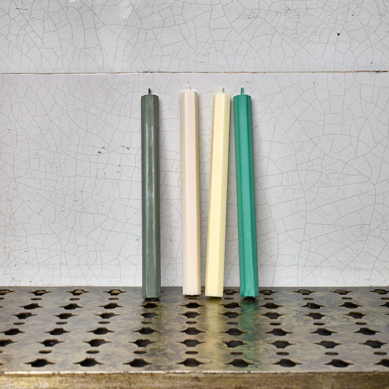 Lot 4 bougies héxagone - Verts et blancs