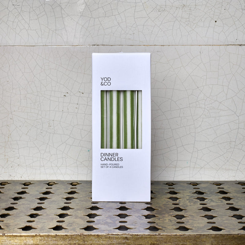 Lot de 4 bougies rayées - Vert