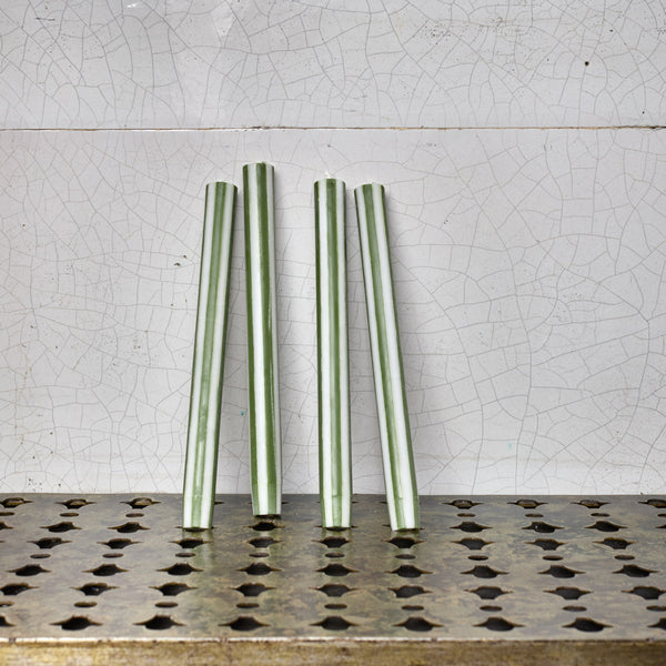 Lot de 4 bougies rayées - Vert