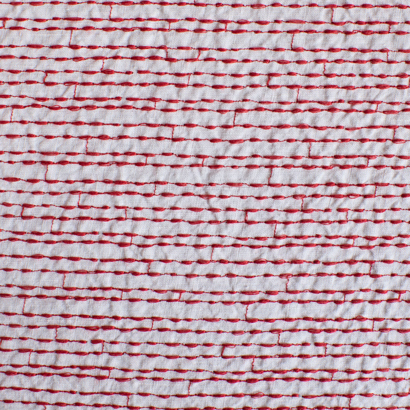 Nappe en lin lavé - Brodée Rouge Vermillon - Édition Noël