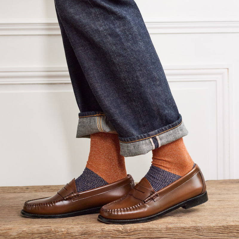 Merci - Chaussettes Ludo - Orange & Marine