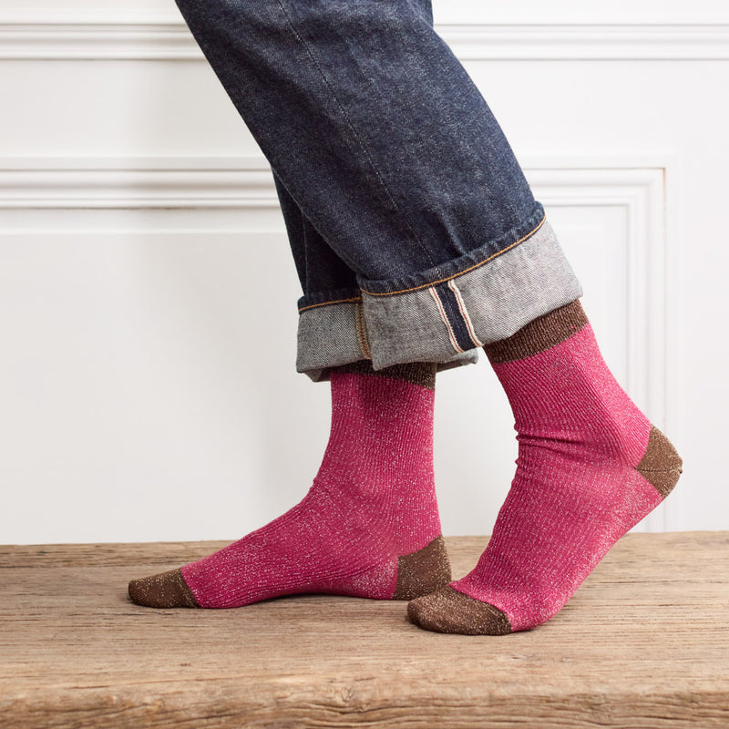 Merci - Chaussettes Lulu - Rose & Marron