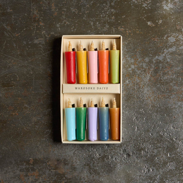 Bougies en cire de riz - Couleurs vives
