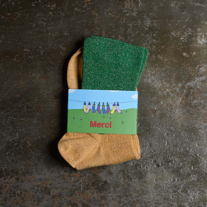 Merci - Chaussettes Ludo - Vert & Or