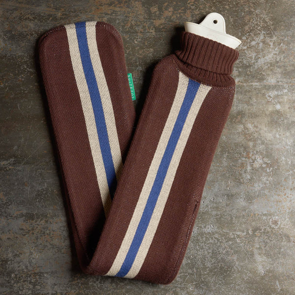 Bouillotte Longue Rayures - Taupe & Bleu