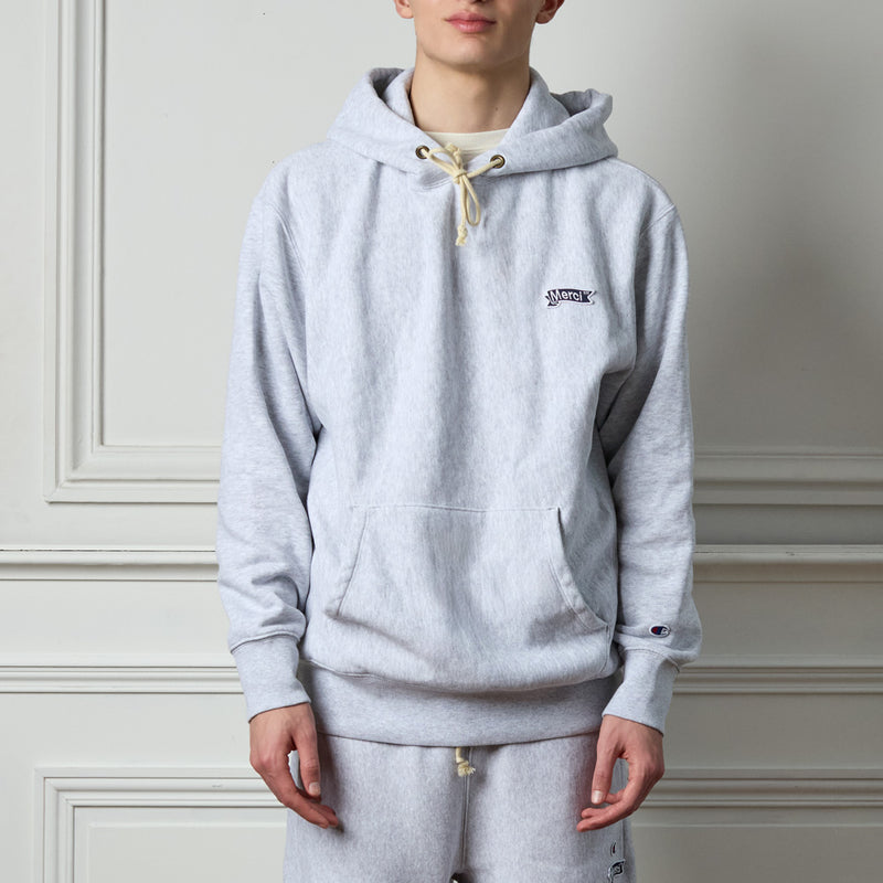 Merci x Champion - Sweat à Capuche Merci Patch- Gris