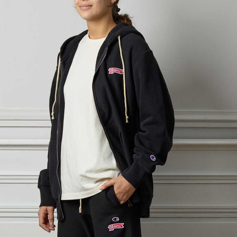 Merci x Champion - Sweat Full Zip Patch - Noir