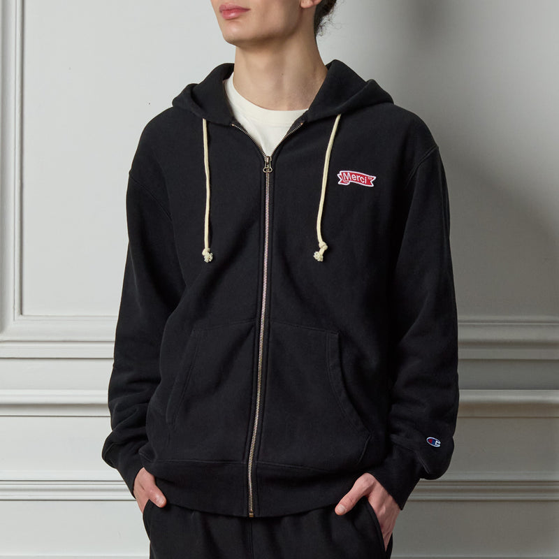 Merci x Champion - Sweat Full Zip Patch - Noir