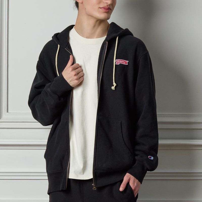 Merci x Champion - Sweat Full Zip Patch - Noir