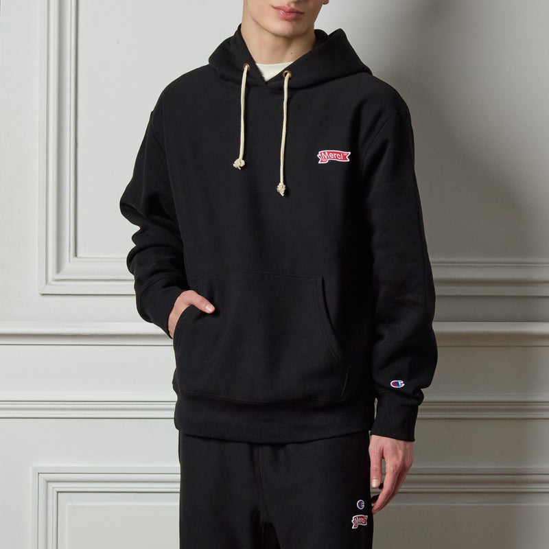 Merci x Champion - Sweat à Capuche Merci Patch - Noir