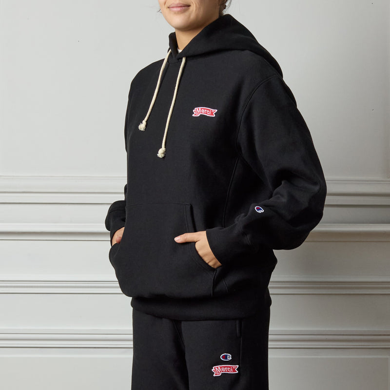 Merci x Champion - Sweat à Capuche Merci Patch - Noir