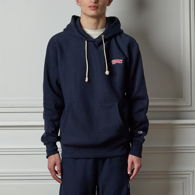 Merci x Champion - Sweat à Capuche Merci Patch - Navy