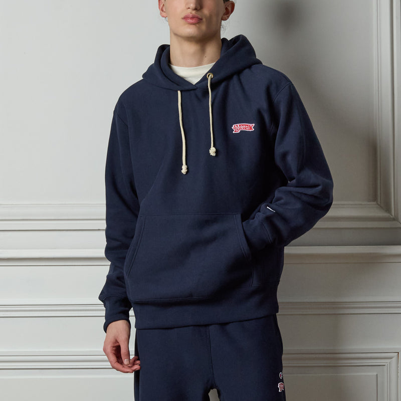 Merci x Champion - Sweat à Capuche Merci Patch - Navy