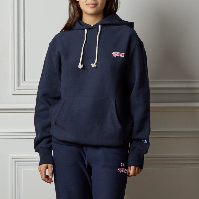 Merci x Champion - Sweat à Capuche Merci Patch - Navy