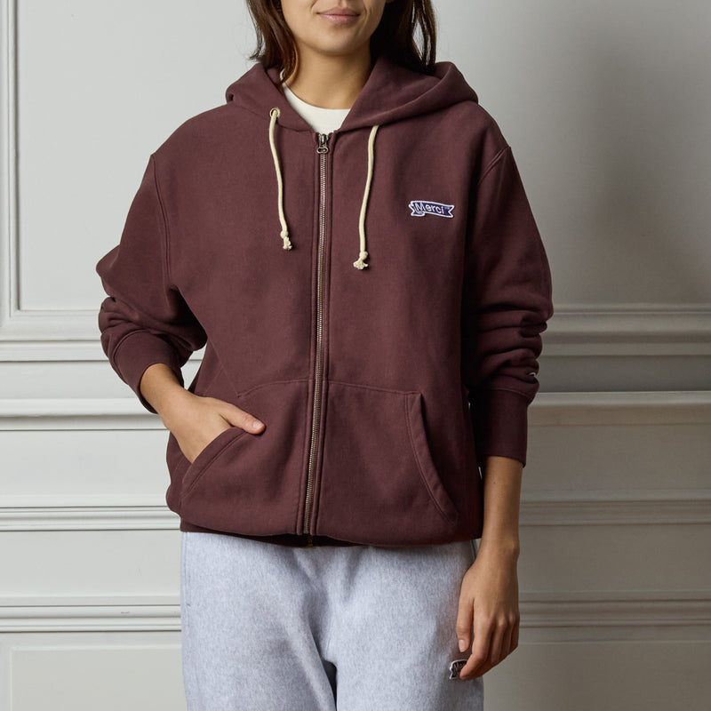 Merci x Champion - Sweat Full Zip Patch - Wine