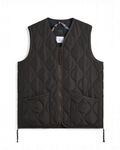 Gilet matelassé Merci Paris Taion marron chocolat en tissu ripstop avec col en V et fermeture zippée