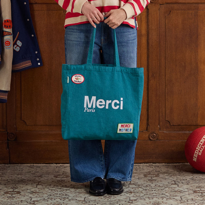 Mother x Merci - Tote Bag - Teal & White – Merci Paris