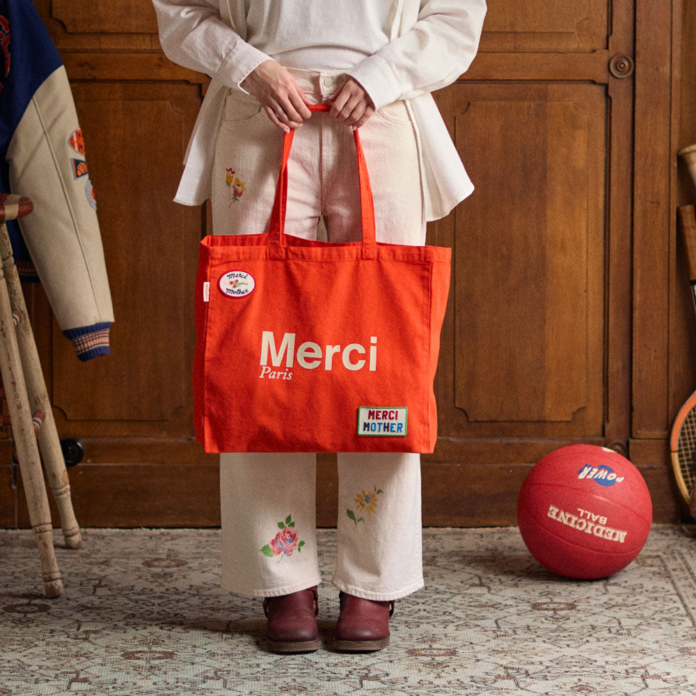 ＊merciページ＊ Mother x Merci - Tote bag - Red & Cream – Merci Paris
