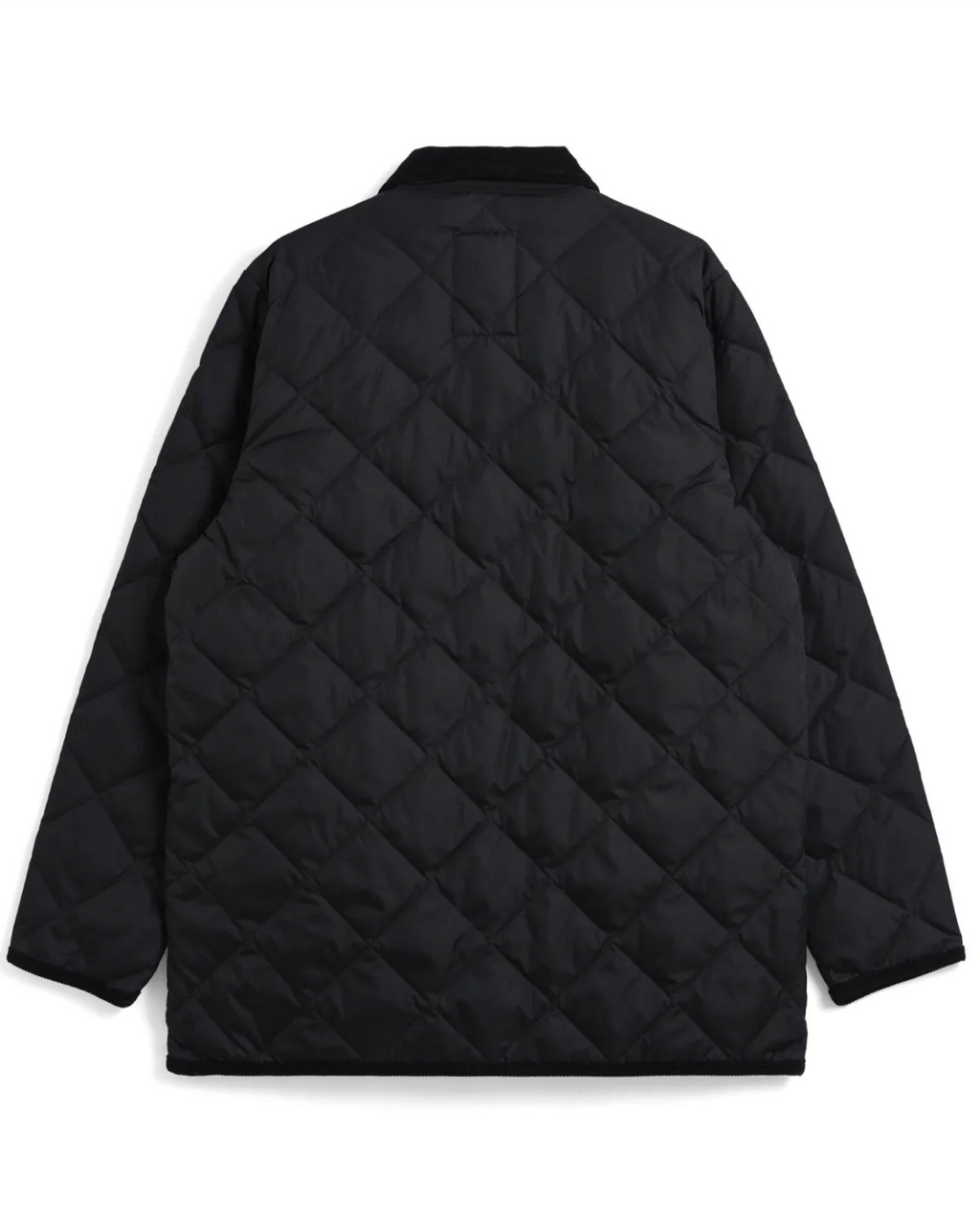 Vue arrière du cardigan matelassé noir Taion pour Merci Paris avec col en velours côtelé et motif losanges