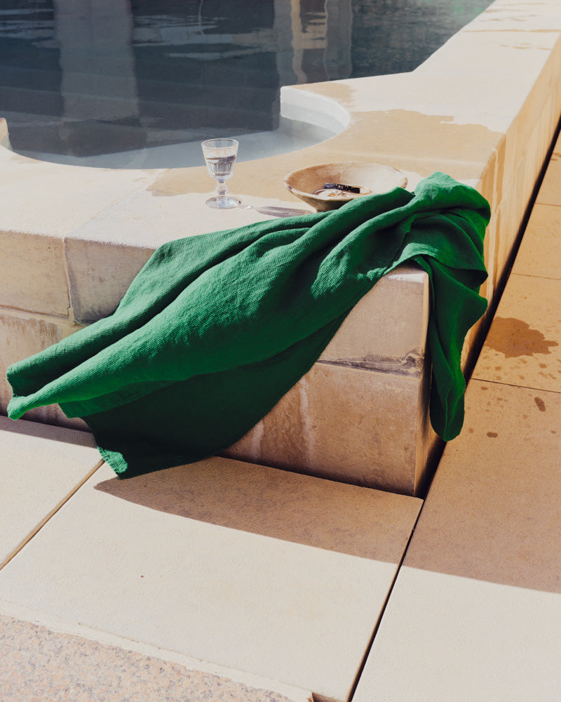 Merci - Linen bath towel - Honeycomb - Vegetable Green