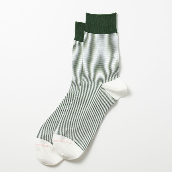 Rototo - Chaussettes à fines rayures - Vert