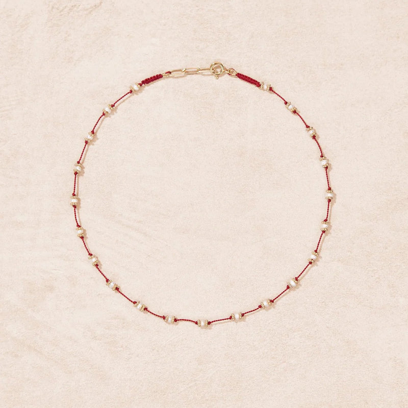 Tityaravy - Collier Lotus - Rouge / Perle